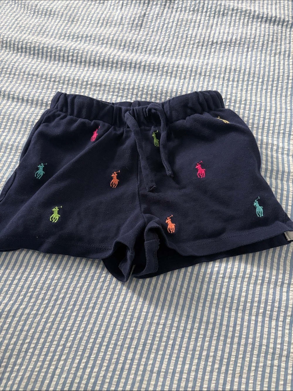 Polo by Ralph Lauren Navy Shorts with Multicolor Pony Embroidery